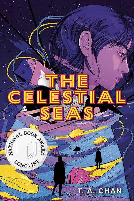 The Celestial Seas book cover with longlist medallion